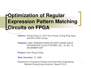 Optimization of Regular Expression Pattern Matching Circuits on FPGA