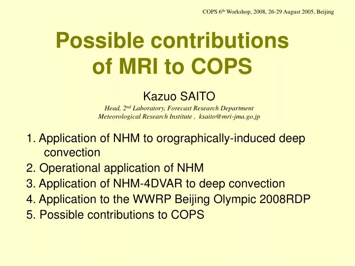 possible contributions of mri to cops