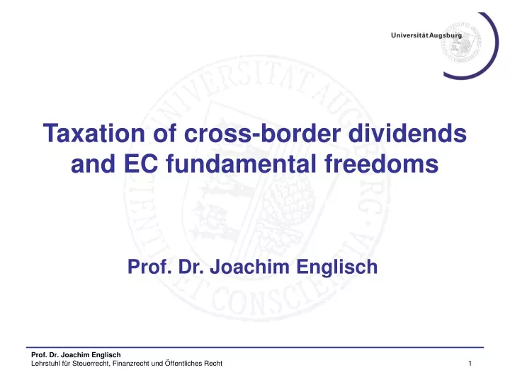 taxation of cross border dividends and ec fundamental freedoms