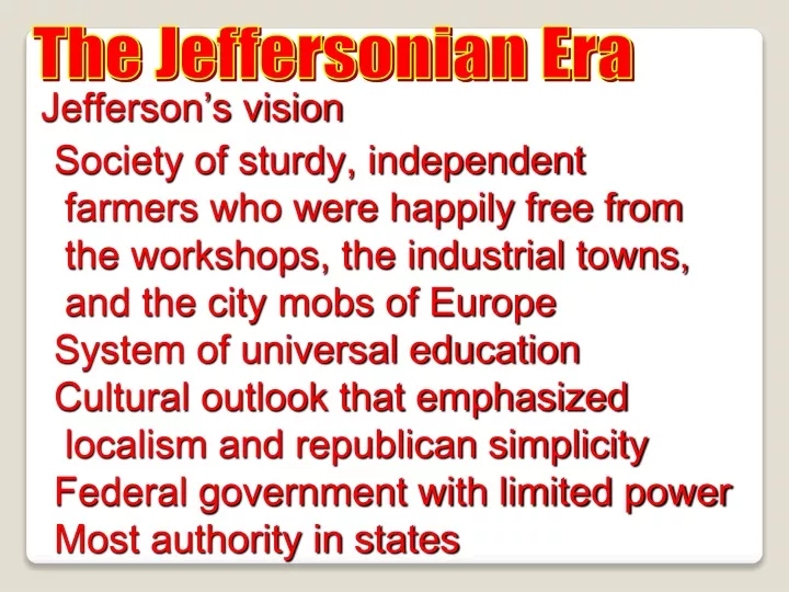 the jeffersonian era