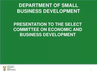DEPARTMENT OF SMALL BUSINESS DEVELOPMENT