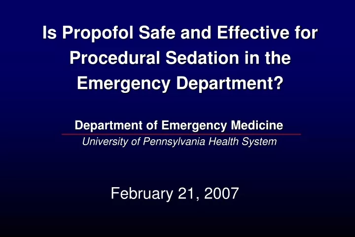 is propofol safe and effective for procedural sedation in the emergency department