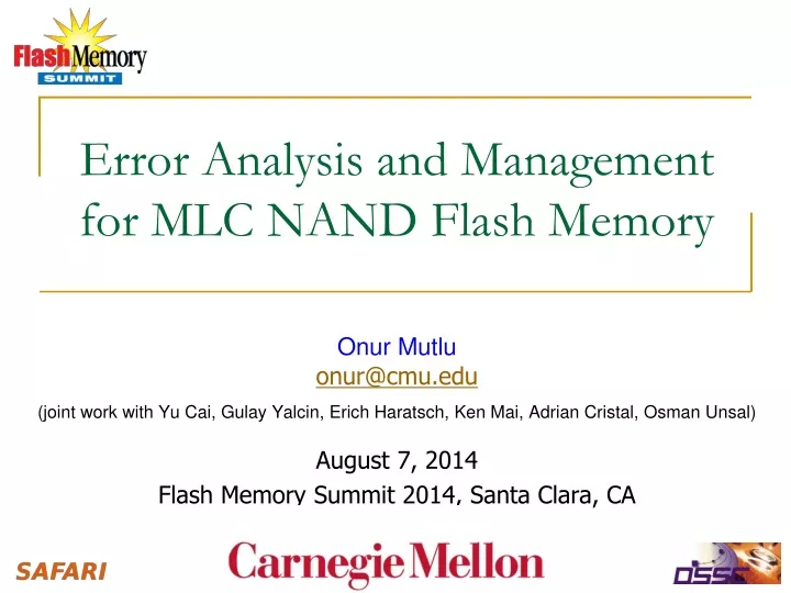 error analysis and management for mlc nand flash memory