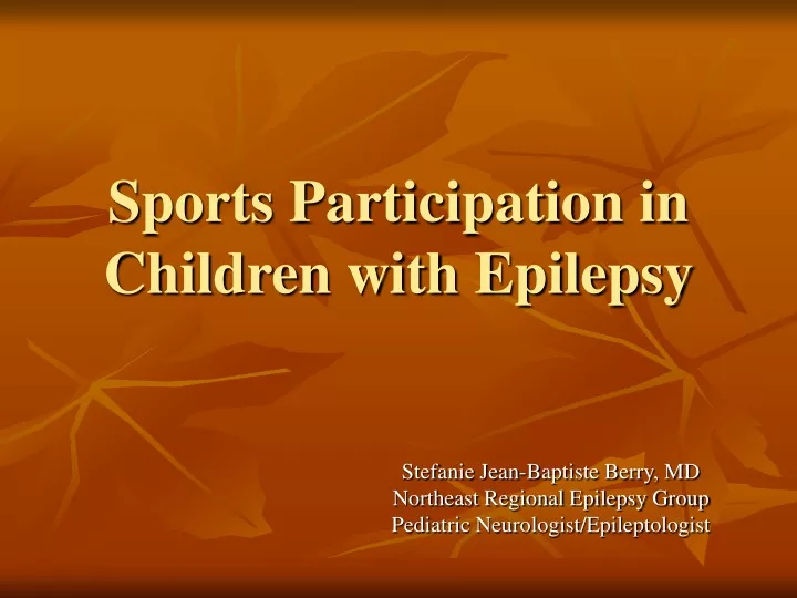 sports participation in children with epilepsy