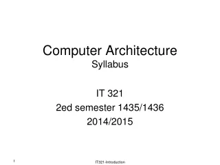 Computer Architecture Syllabus