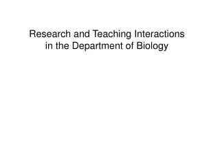 Research and Teaching Interactions in the Department of Biology