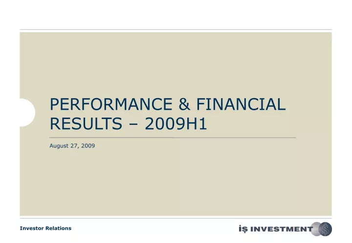 performance financial results 2009h1