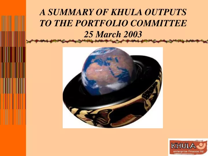 a summary of khula outputs to the portfolio