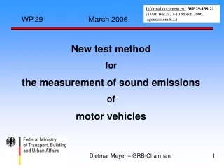 New test method for  the measurement of sound emissions of  motor vehicles