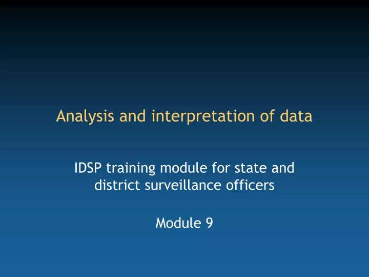 analysis and interpretation of data