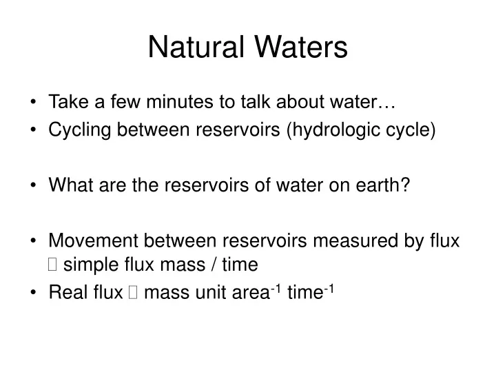 natural waters