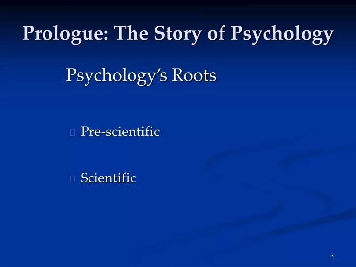 prologue the story of psychology