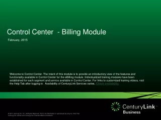 Control Center  - Billing Module