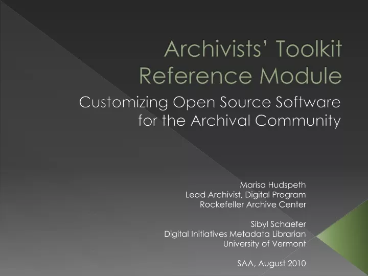 archivists toolkit reference module