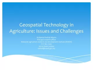 Geospatial Technology in Agriculture: Issues and Challenges