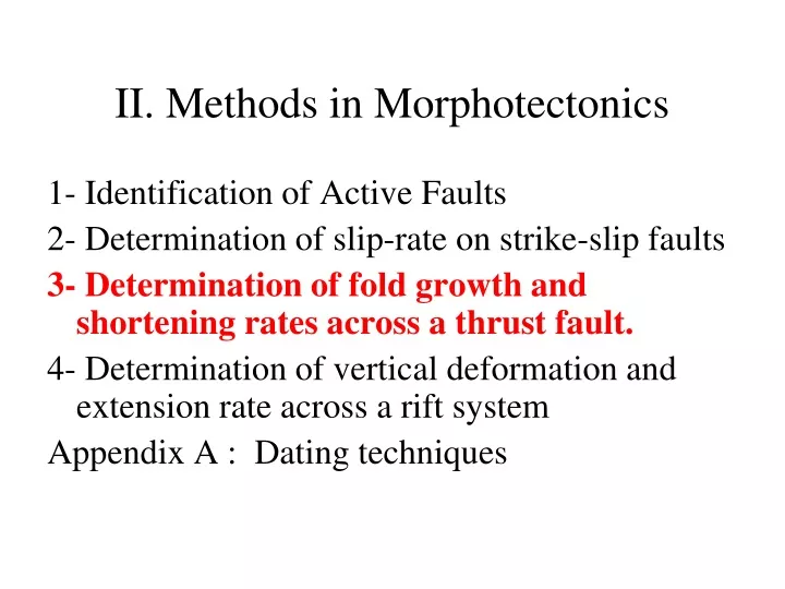 ii methods in morphotectonics