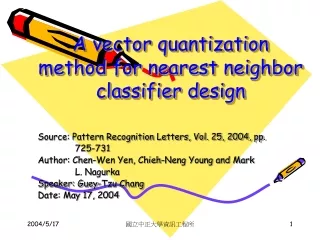 A vector quantization method for nearest neighbor classifier design