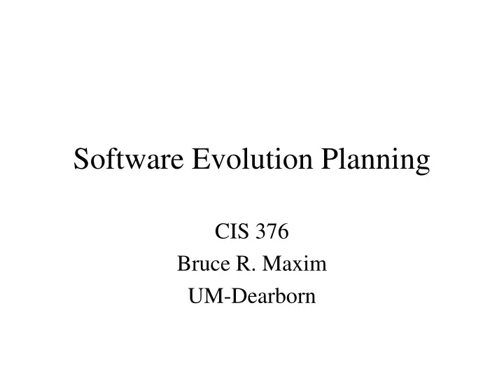 software evolution planning
