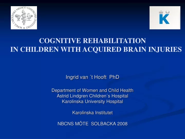 cognitive rehabilitation in children with