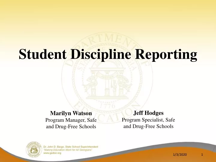 student discipline reporting