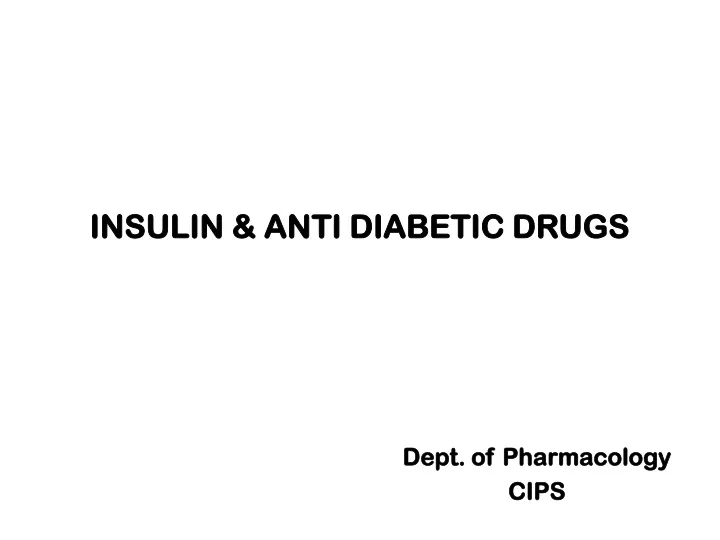 insulin anti diabetic drugs