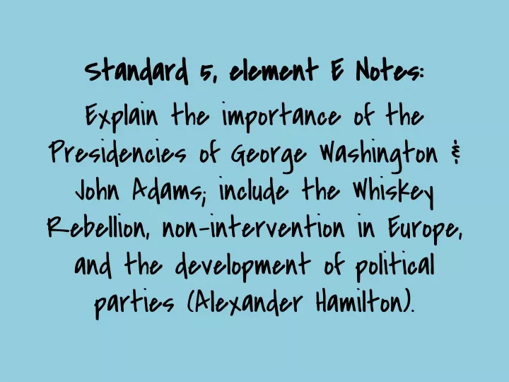standard 5 element e notes explain the importance