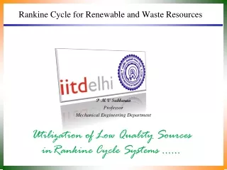 Rankine Cycle for Renewable and Waste Resources