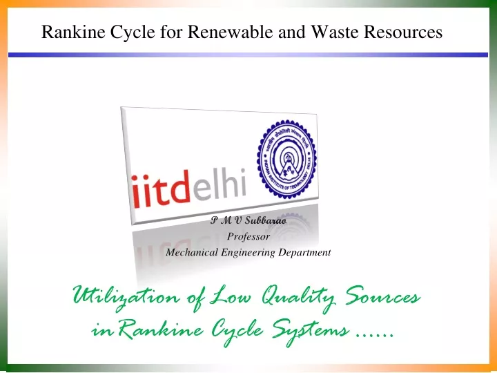 rankine cycle for renewable and waste resources