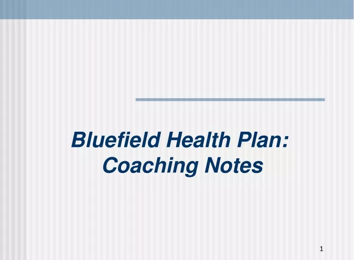 bluefield health plan coaching notes