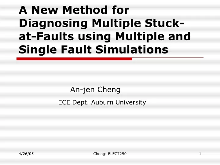 a new method for diagnosing multiple stuck at faults using multiple and single fault simulations