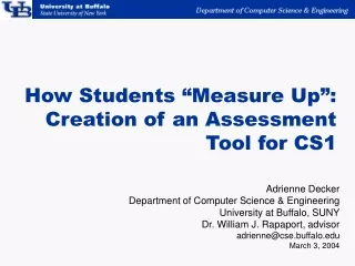 How Students “Measure Up”:  Creation of an Assessment Tool for CS1