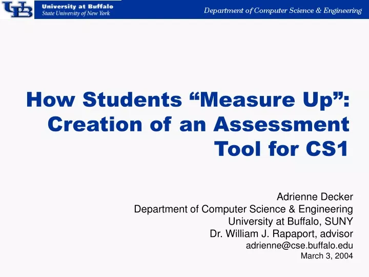 how students measure up creation of an assessment tool for cs1