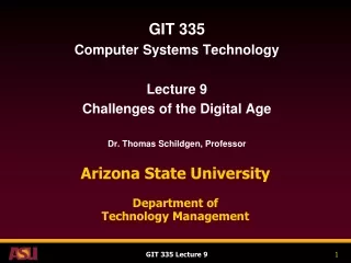 Arizona State University Department of  Technology Management