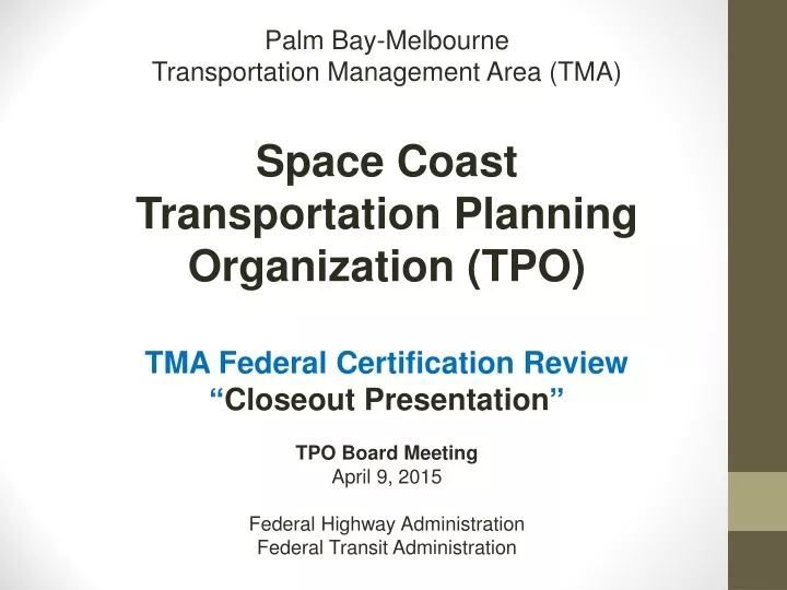 palm bay melbourne transportation management area