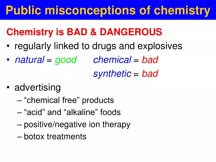 public misconceptions of chemistry