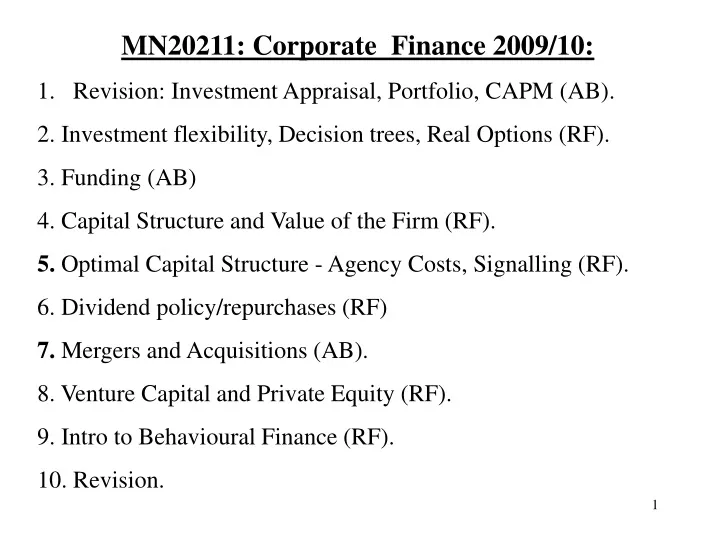 mn20211 corporate finance 2009 10 revision
