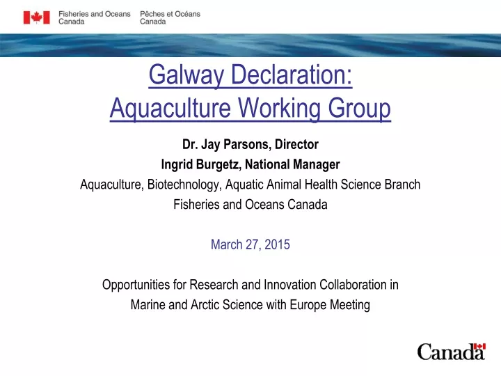 galway declaration aquaculture working group