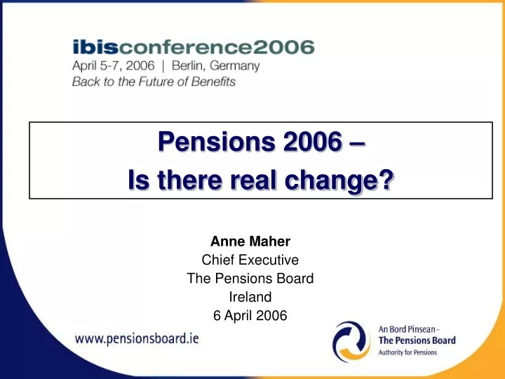 anne maher chief executive the pensions board ireland 6 april 2006
