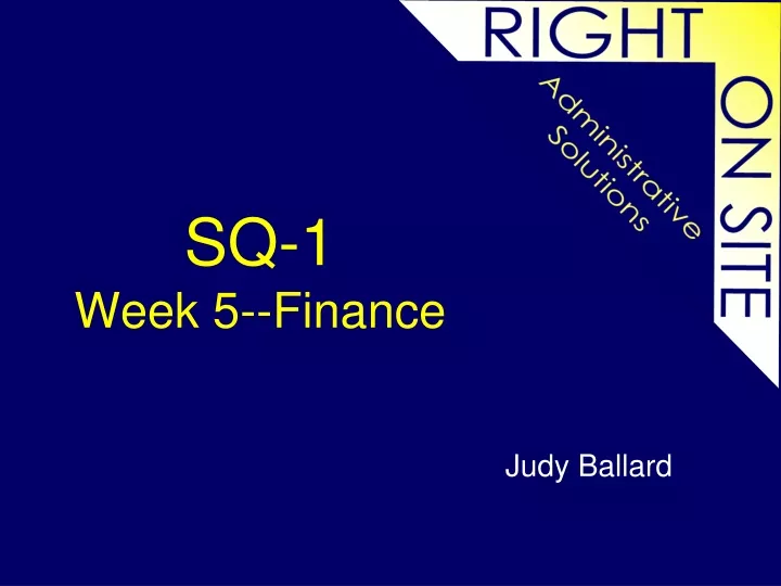 sq 1 week 5 finance