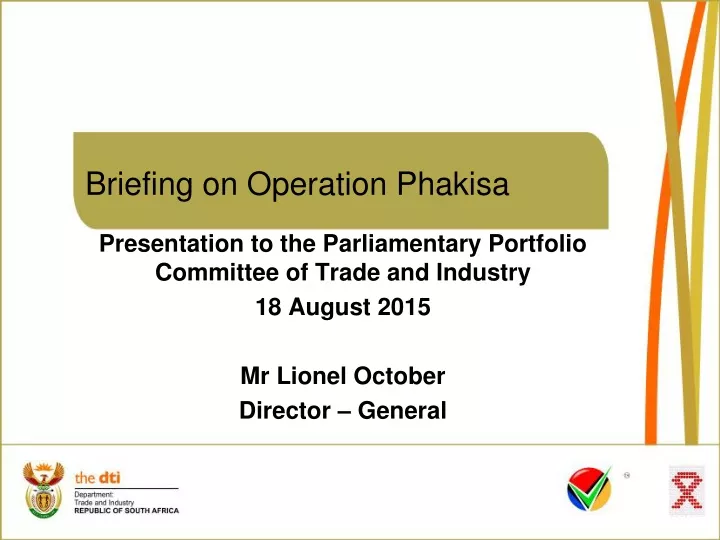 briefing on operation phakisa