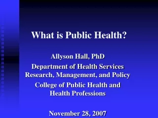 What is Public Health?