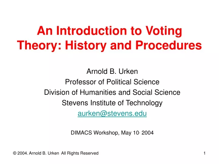 an introduction to voting theory history and procedures