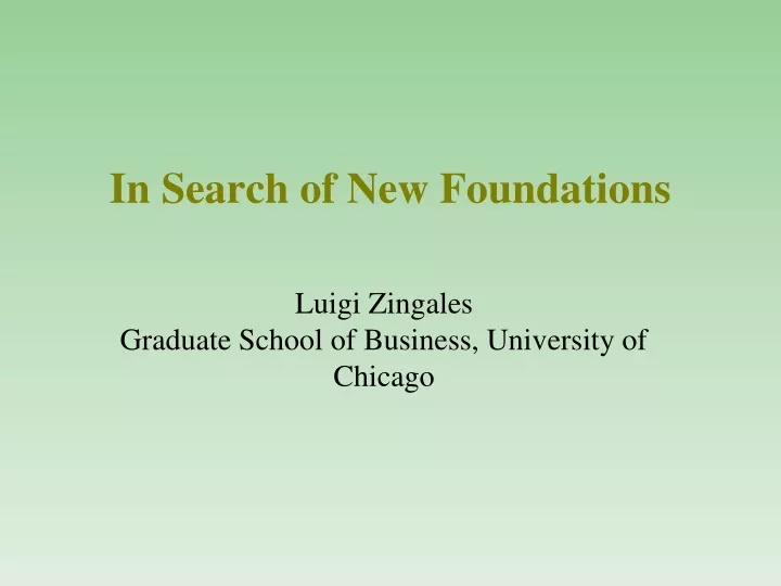 in search of new foundations