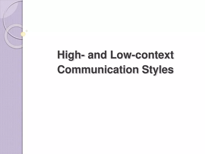 high and low context communication styles