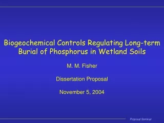Biogeochemical Controls Regulating Long-term Burial of Phosphorus in Wetland Soils M. M. Fisher