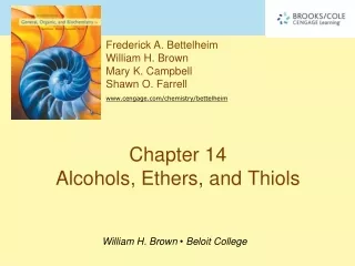 Chapter 14 Alcohols, Ethers, and Thiols