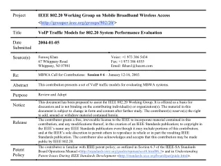 VoIP Models for 802.20 System Performance Evaluation