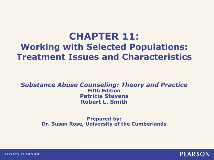 chapter 11 working with selected populations treatment issues and characteristics