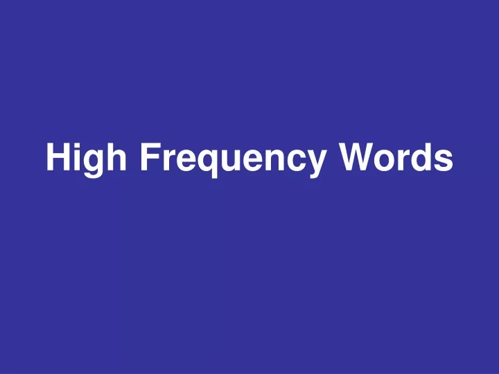 high frequency words