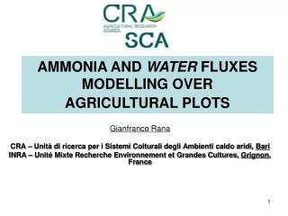 AMMONIA AND  WATER  FLUXES MODELLING OVER AGRICULTURAL PLOTS